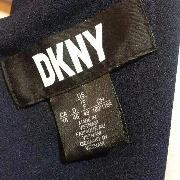 DKNY Navy & White Color Block Midi Tank Dress w/Silver Logo Side Buttons-Size 16 - Picture 10 of 11